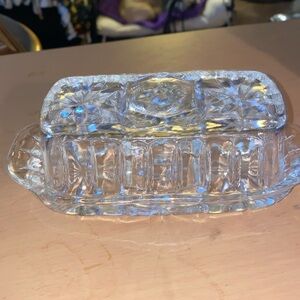 Vintage Star of David Covered Butter Dish Anchor hocking